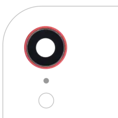 Скло камери з кріпленням і рамкою для iPhone XR (Aftermarket Plus) (червоний) (10 шт)