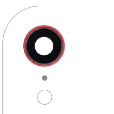 Скло камери з кріпленням і рамкою для iPhone XR (Real Sapphire) (Premium) (червоний) (10 шт)