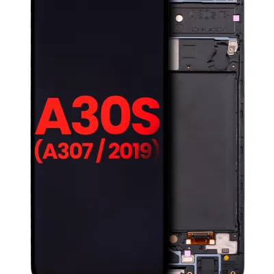 Дисплейний модуль (OLED) з рамкою для Samsung Galaxy A30s (A307 / 2019) (Aftermarket Plus) (Всі кольори)