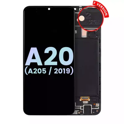 Дисплейний модуль (OLED) з рамкою для Samsung Galaxy A20 (A205 / 2019) (F Version) (Service Pack) (Всі кольори)