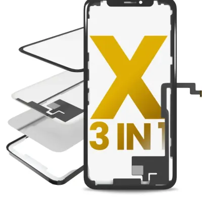 3 in 1 With Frame Included (Short Flex Digitizer + Front Glass + OCA Pre-Installed) For iPhone X