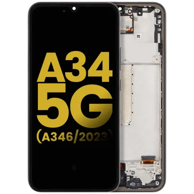 Дисплейний модуль (OLED) з рамкою для Samsung Galaxy A34 5G (A346 / 2023) (Refurbished) (Graphite)