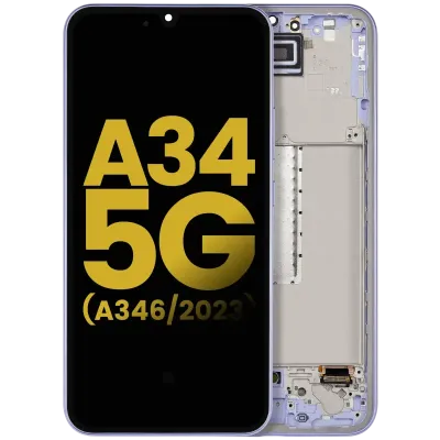 Дисплейний модуль (OLED) з рамкою для Samsung Galaxy A34 5G (A346 / 2023) (Refurbished) (фіолетовий)