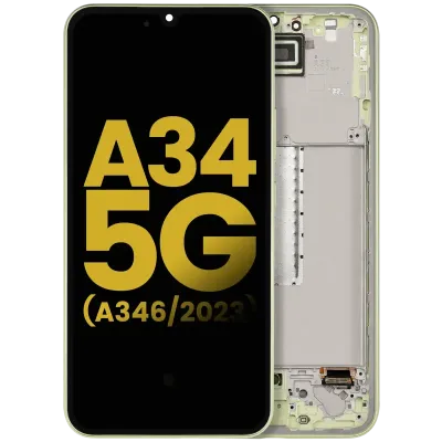 Дисплейний модуль (OLED) з рамкою для Samsung Galaxy A34 5G (A346 / 2023) (Refurbished) (Lime)