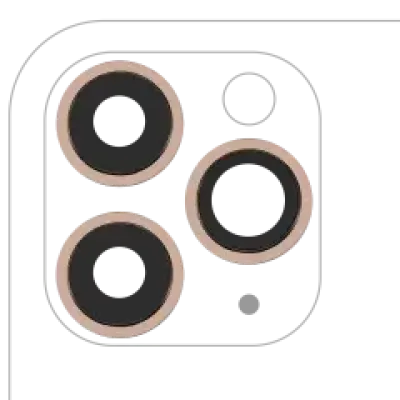 Скло камери з кріпленням і рамкою для iPhone 11 Pro / Pro Max (комплект 3 шт) (Aftermarket Plus) (золотий)