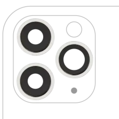 Скло камери з кріпленням і рамкою для iPhone 11 Pro / Pro Max (комплект 3 шт) (Aftermarket Plus) (білий)