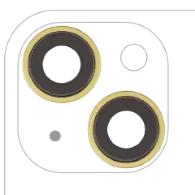 Скло камери з кріпленням і рамкою для iPhone 14 / 14 Plus (комплект 2 шт) (Premium) (жовтий)