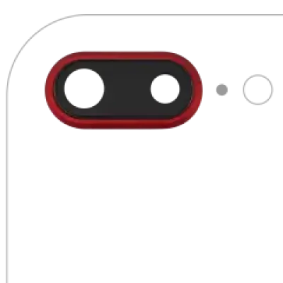 Скло камери з кріпленням і рамкою для iPhone 8 Plus (Aftermarket Plus) (червоний) (уп 10 шт)