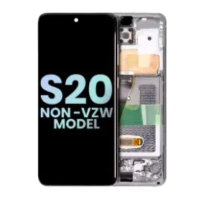 Дисплейний модуль (OLED) з рамкою для Samsung Galaxy S20 5G (Non-Verizon 5G UW Frame) (Service Pack) (Cloud White)
