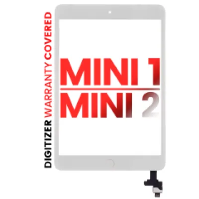 Тачскрін з мікросхемою й кнопкою Home (передмонтована) для iPad Mini 1 / iPad Mini 2 (Aftermarket Pro: XO7) (білий)