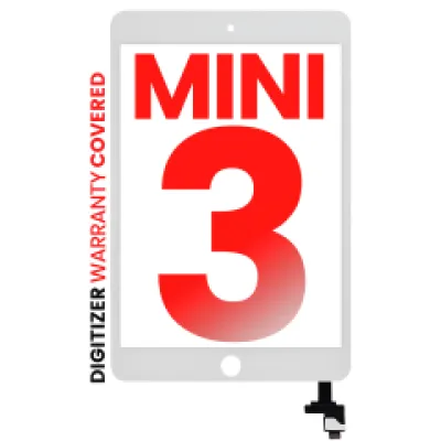 Тачскрін з мікросхемою для iPad Mini 3 (без кнопки Home) (Aftermarket Pro: XO7) (білий)