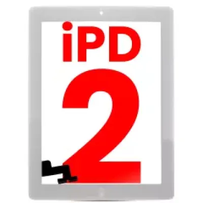 Тачскрін для iPad 2 (кнопка Home передмонтована) (Aftermarket Plus) (білий)
