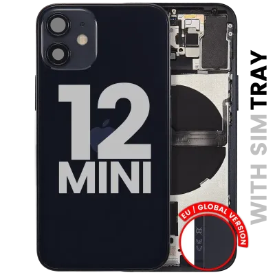 Back Housing W/ Small Parts For iPhone 12 Mini (EU / Global Version) (Used OEM Pull: Grade A) (Black)