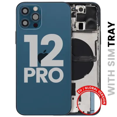 Back Housing W/ Small Parts For iPhone 12 Pro (EU / Global Version) (Used OEM Pull: Grade B) (Pacific Blue)
