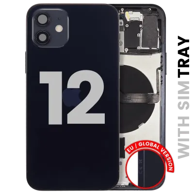 Back Housing W/ Small Parts For iPhone 12 (EU / Global Version) (Used OEM Pull: Grade B) (Black)