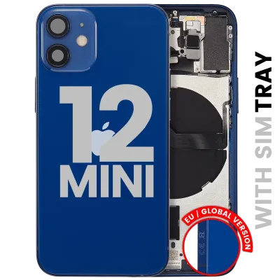 Back Housing W/ Small Parts For iPhone 12 Mini (EU / Global Version) (Used OEM Pull: Grade C) (Blue)