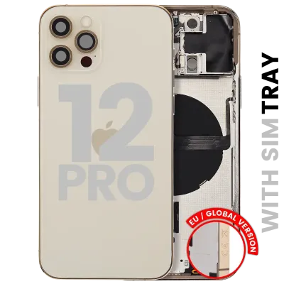 Back Housing W/ Small Parts For iPhone 12 Pro (EU / Global Version) (Used OEM Pull: Grade B) (Gold)