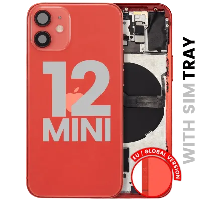 Back Housing W/ Small Parts For iPhone 12 Mini (EU / Global Version) (Used OEM Pull: Grade A) (Red)