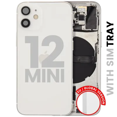 Back Housing W/ Small Parts For iPhone 12 Mini (EU / Global Version) (Used OEM Pull: Grade A) (White)