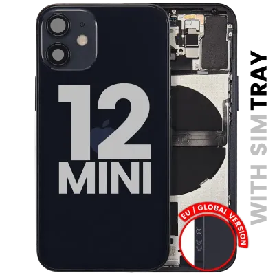 Back Housing W/ Small Parts For iPhone 12 Mini (EU / Global Version) (Used OEM Pull: Grade C) (Black)