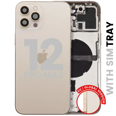 Back Housing W/ Small Parts For iPhone 12 Pro Max (EU / Global Version) (Used OEM Pull: Grade B) (Gold)
