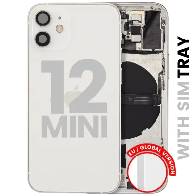Back Housing W/ Small Parts For iPhone 12 Mini (EU / Global Version) (Used OEM Pull: Grade B) (White)