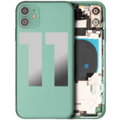 Заднє скло для iPhone 11 з попередньо встановленими компонентами (Used OEM Pull: Grade A) (зелений)
