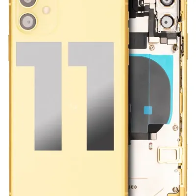 Back Housing W/ Small Components Pre-Installed For iPhone 11 (Used OEM Pull: Grade A) (Yellow)