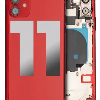 Back Housing W/ Small Components Pre-Installed For iPhone 11 (Used OEM Pull: Grade B) (Red)