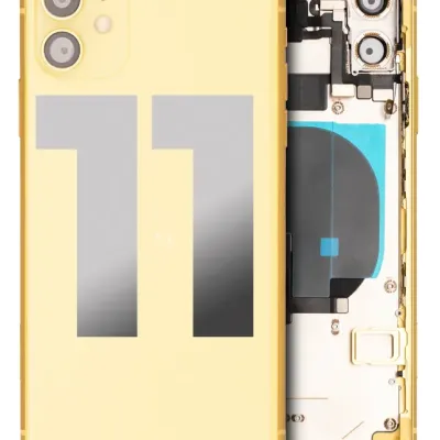 Back Housing W/ Small Components Pre-Installed For iPhone 11 (Used OEM Pull: Grade C) (Yellow)