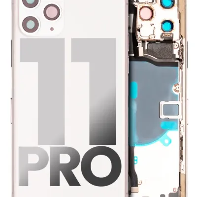 Back Housing W/ Small Components Pre-Installed For iPhone 11 Pro (Used OEM Pull: Grade A) (Silver)