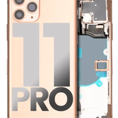 Back Housing W/ Small Components Pre-Installed For iPhone 11 Pro (Used OEM Pull: Grade A) (Matte Gold)
