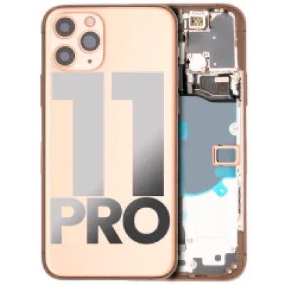 Заднє скло для iPhone 11 Pro з попередньо встановленими компонентами (Used OEM Pull: Grade A) (Matte Gold)