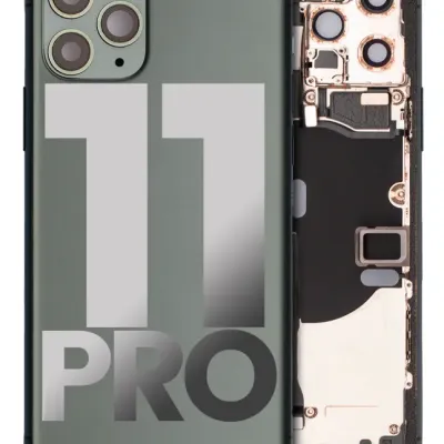 Back Housing W/ Small Components Pre-Installed For iPhone 11 Pro (Used OEM Pull: Grade A) (Matte Midnight Green)