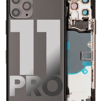 Back Housing W/ Small Components Pre-Installed For iPhone 11 Pro (Used OEM Pull: Grade B) (Matte Space Gray)