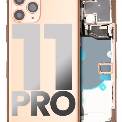 Back Housing W/ Small Components Pre-Installed For iPhone 11 Pro (Used OEM Pull: Grade B) (Gold)