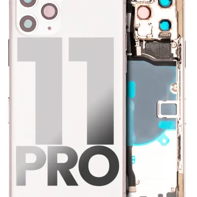 Back Housing W/ Small Components Pre-Installed For iPhone 11 Pro (Used OEM Pull: Grade C) (Matte Silver)