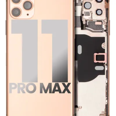 Back Housing W/ Small Components Pre-Installed For iPhone 11 Pro Max (Used OEM Pull: Grade A) (Gold)