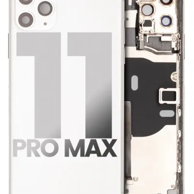 Back Housing W/ Small Components Pre-Installed For iPhone 11 Pro Max (Used OEM Pull: Grade B) (Silver)