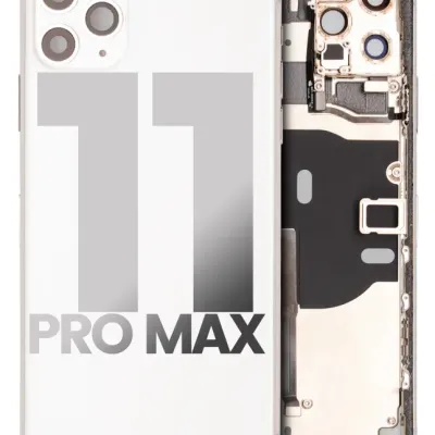 Back Housing W/ Small Components Pre-Installed For iPhone 11 Pro Max (Used OEM Pull: Grade C) (Silver)