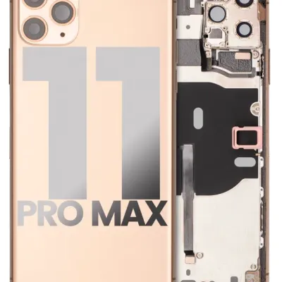 Back Housing W/ Small Components Pre-Installed For iPhone 11 Pro Max (Used OEM Pull: Grade C) (Gold)