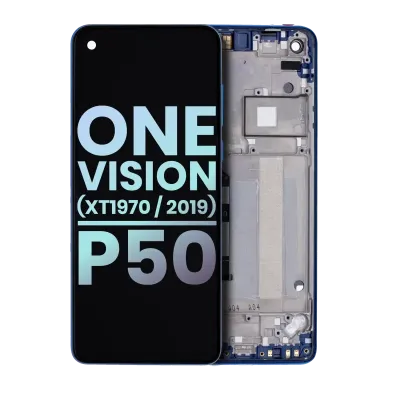 LCD Assembly With Frame For Motorola One Vision (XT1970 / 2019) / P50 (Genuine OEM) (Sapphire Gradient)