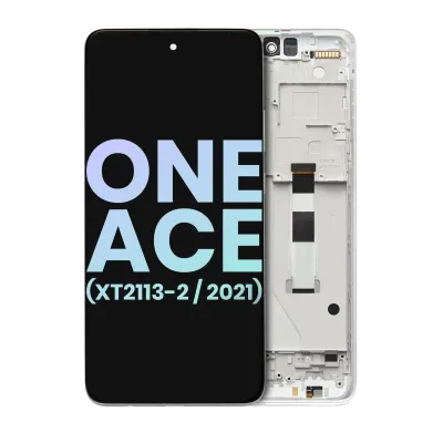 LCD Assembly With Frame For Motorola One 5G Ace (XT2113-2 / 2021) (Genuine OEM) (Frosted Silver)