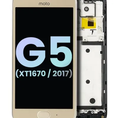 LCD Assembly With Frame For Motorola Moto G5 (XT1670 / 2017) (Genuine OEM) (Gold)