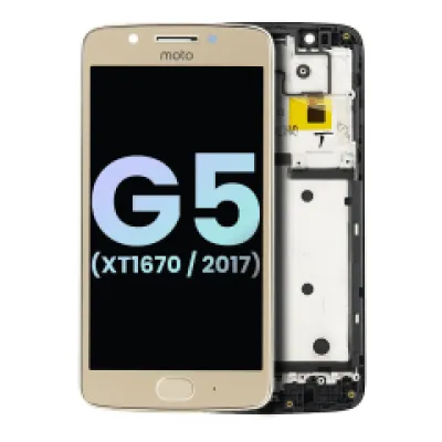 Дисплейний модуль (LCD) з рамкою для Motorola Moto G5 (XT1670 / 2017) (Genuine OEM) (золотий)