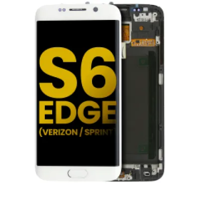 Дисплейний модуль (LCD) з рамкою для Samsung Galaxy S6 Edge (Verizon / Sprint) (White Pearl)