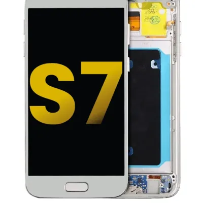 Дисплейний модуль (OLED) з рамкою для Samsung Galaxy S7 (Refurbished) (усі US моделі) (White Pearl)