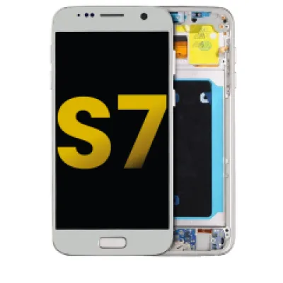 Дисплейний модуль (OLED) з рамкою для Samsung Galaxy S7 (Refurbished) (усі US моделі) (White Pearl)