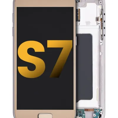 Дисплейний модуль (OLED) з рамкою для Samsung Galaxy S7 (Refurbished) (усі US моделі) (Gold Platinum)