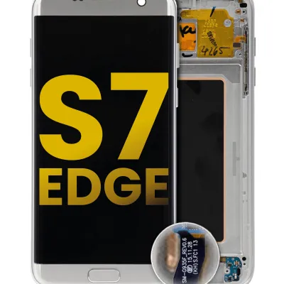 Дисплейний модуль (OLED) з рамкою для Samsung Galaxy S7 Edge (International / G935F) (Refurbished) (сріблястий)